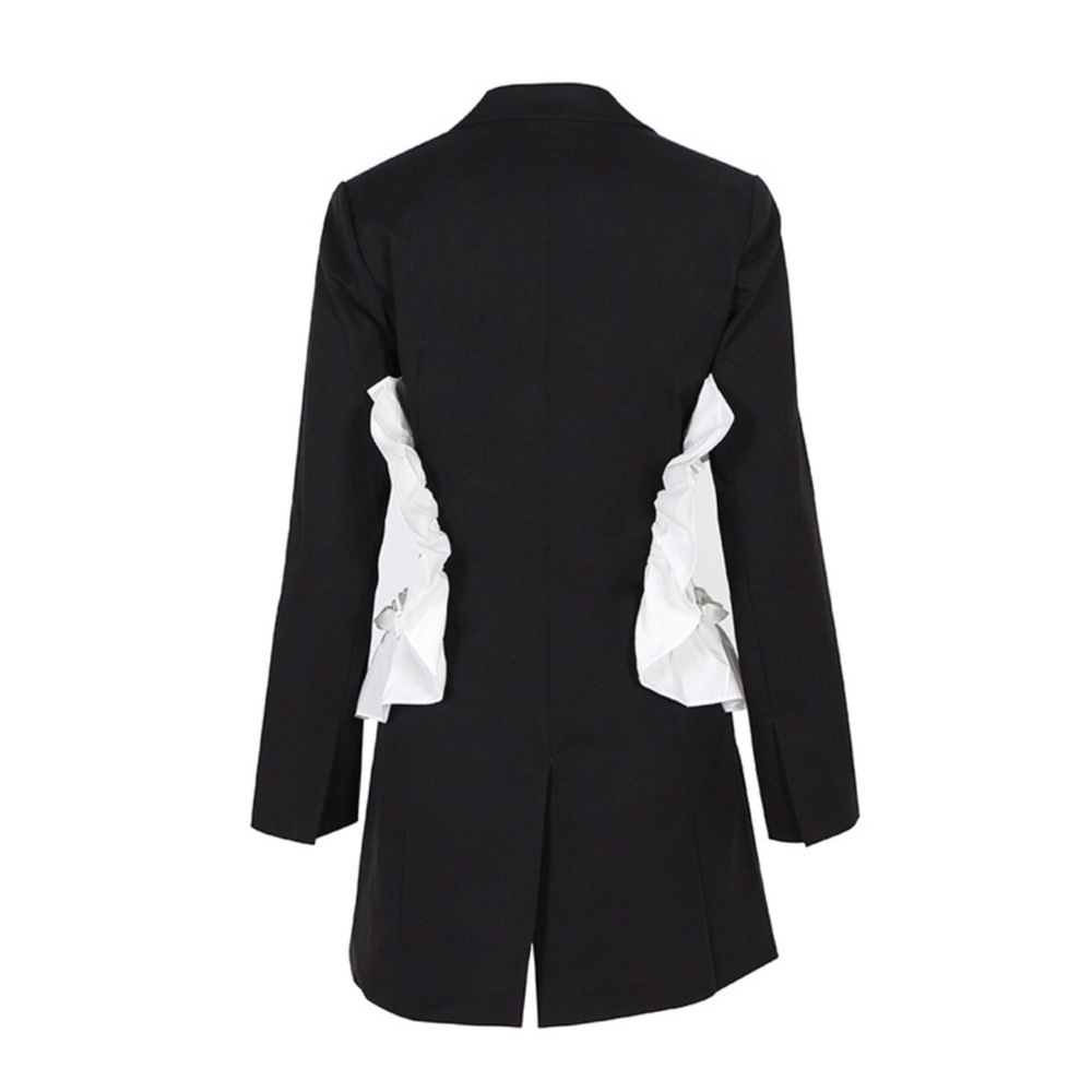 Black & White Ruffle Open Cut Out Side Jacket - Picture 5 of 14